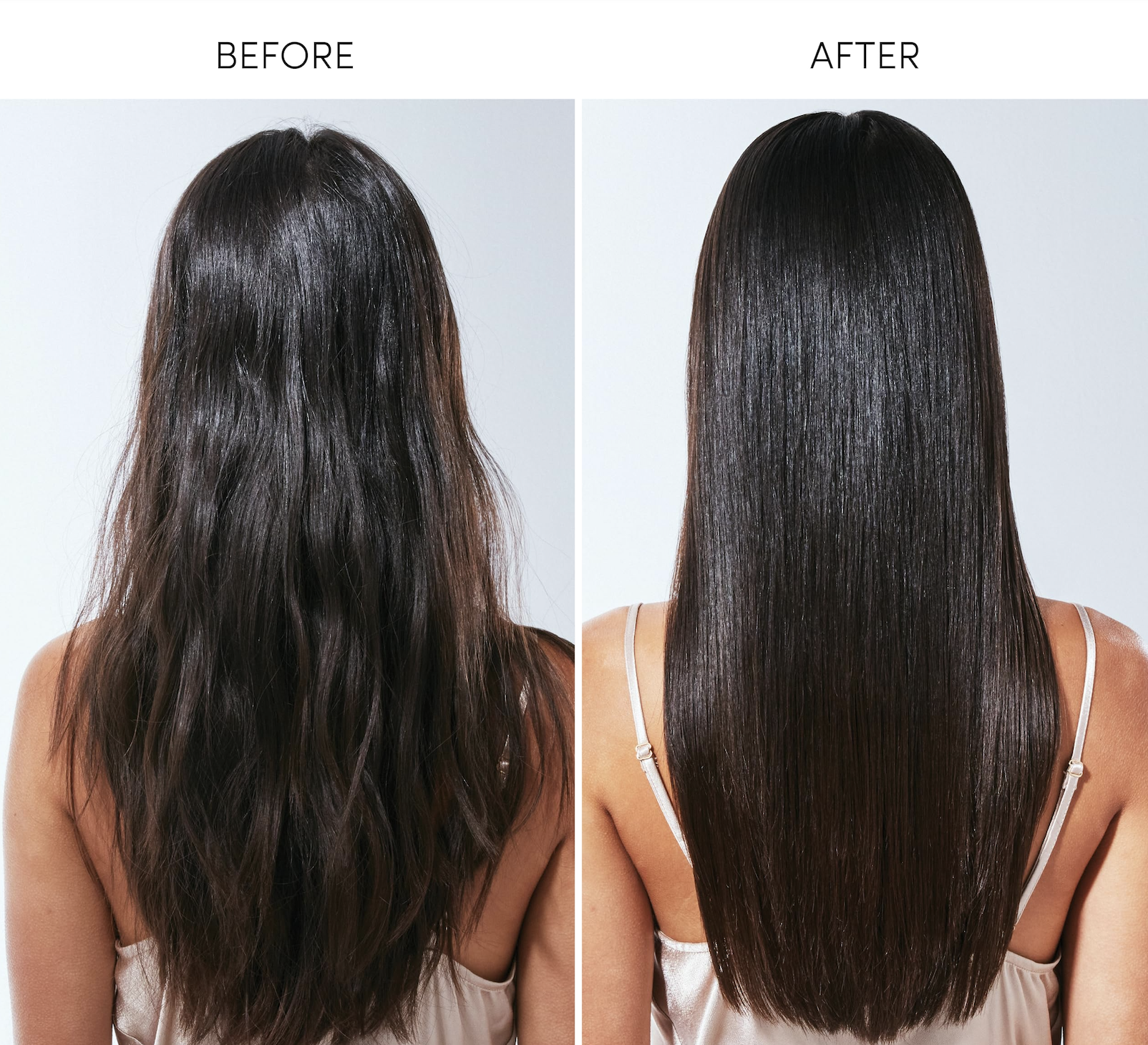 Glossy, shiny brunette hair after a hair gloss treatment at Monarch Studio, San Diego